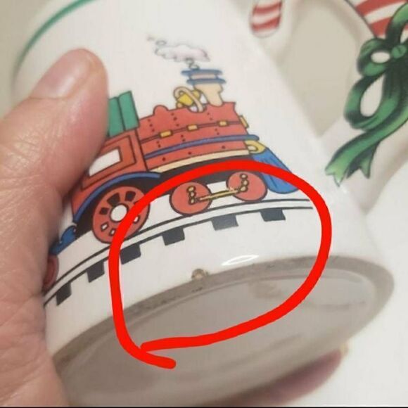 Vintage The Love Mug Christmas Train with Candy Cane Handle Coffee Mug 1986 - Picture 7 of 7